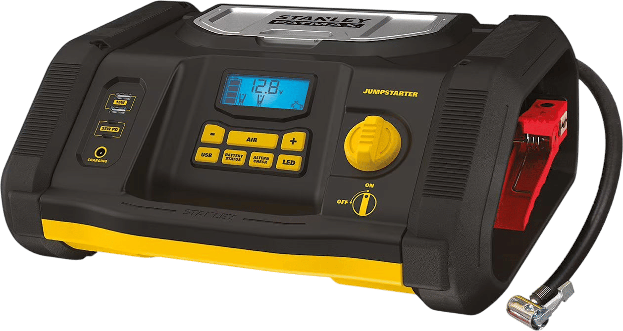 Stanley Fatmax 1200 Amp Jump Starter + 120 PSI Air Compressor & USB Power