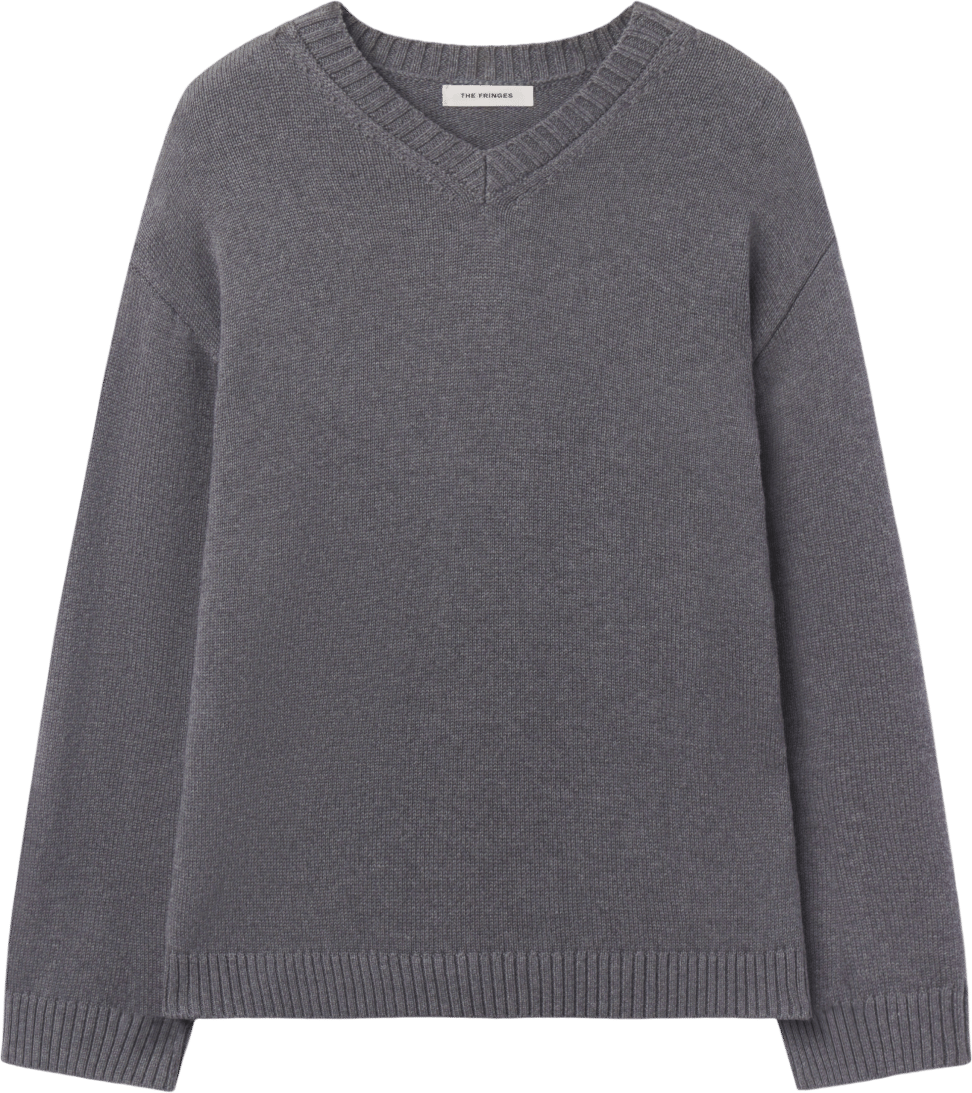 V-Neck Cotton Knit Sweater