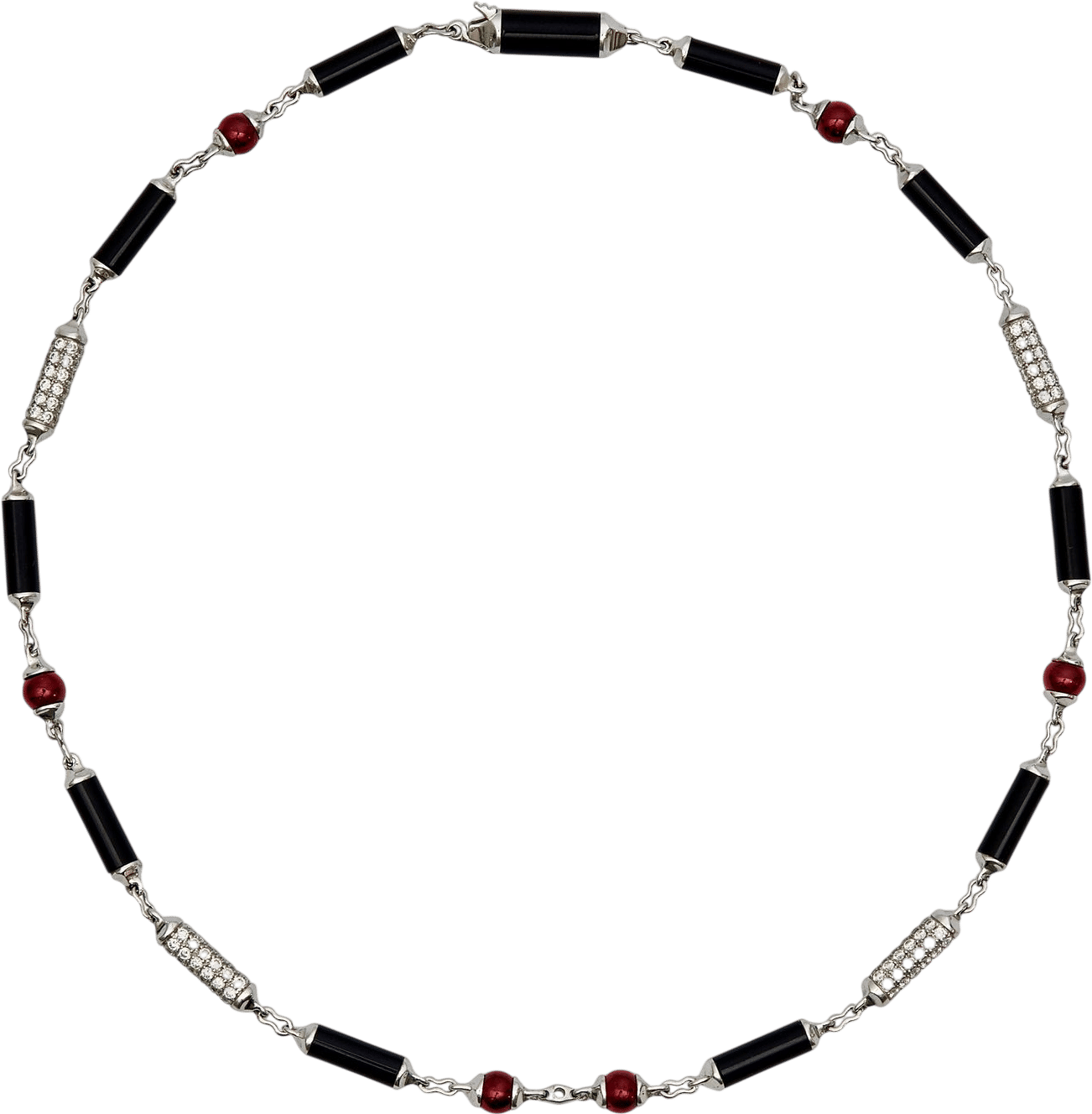 Le Baiser du Dragon Diamond, Onyx and Ruby Necklace