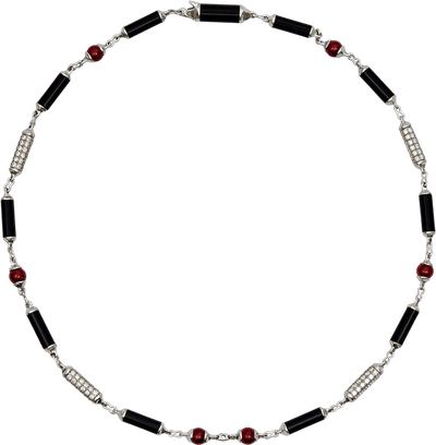 Le Baiser du Dragon Diamond, Onyx and Ruby Necklace