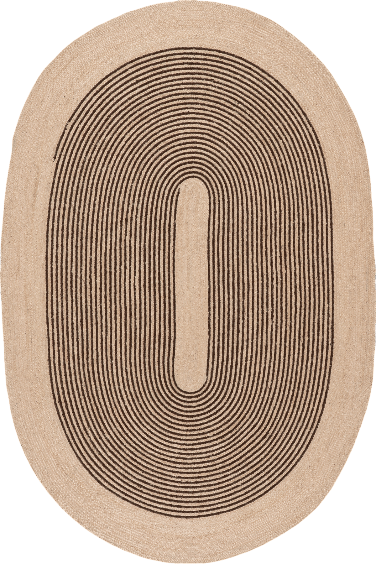 Mysore Hand-Braided Jute Oval Striped Rug