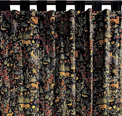 Raj Onyx Printed Velvet Panel Curtain