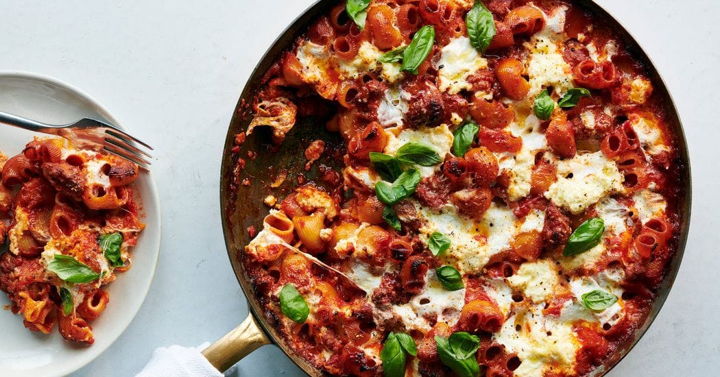 Cheesy Baked Pasta With Sausage and Ricotta (NYT gift link)