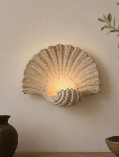 Natural Sandstone Seashell Wall Sconce