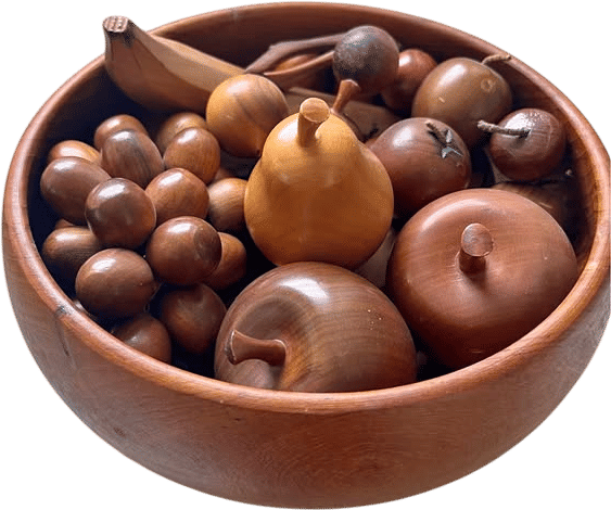 Vintage Teak Fruit Bowl Set