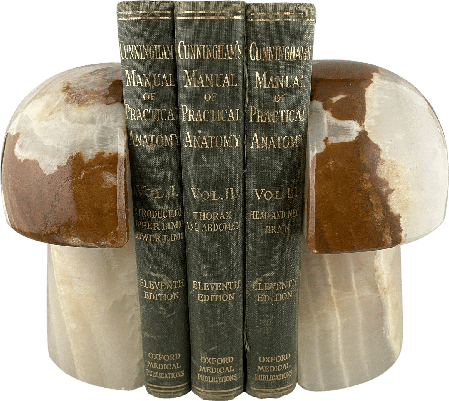 Vintage Stone Mushroom Bookends Onyx or Alabaster