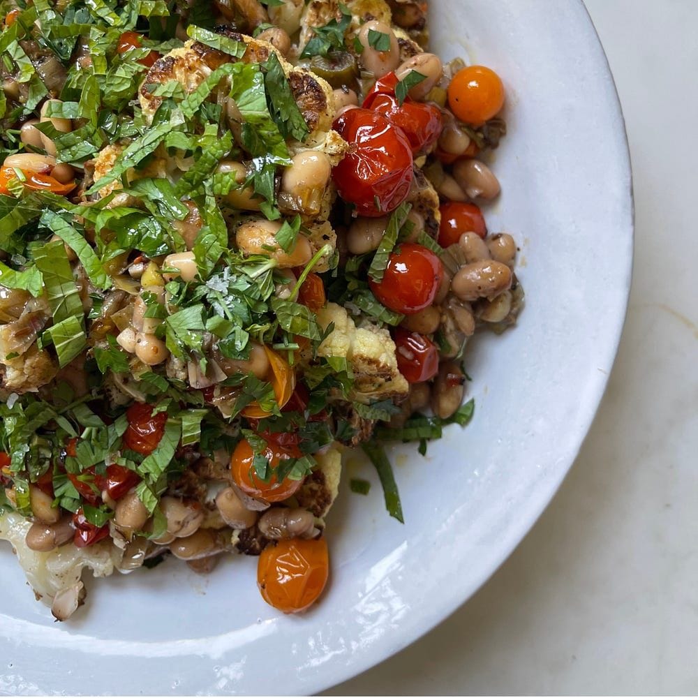 Cauliflower Steak with Cannellini Beans Recipe