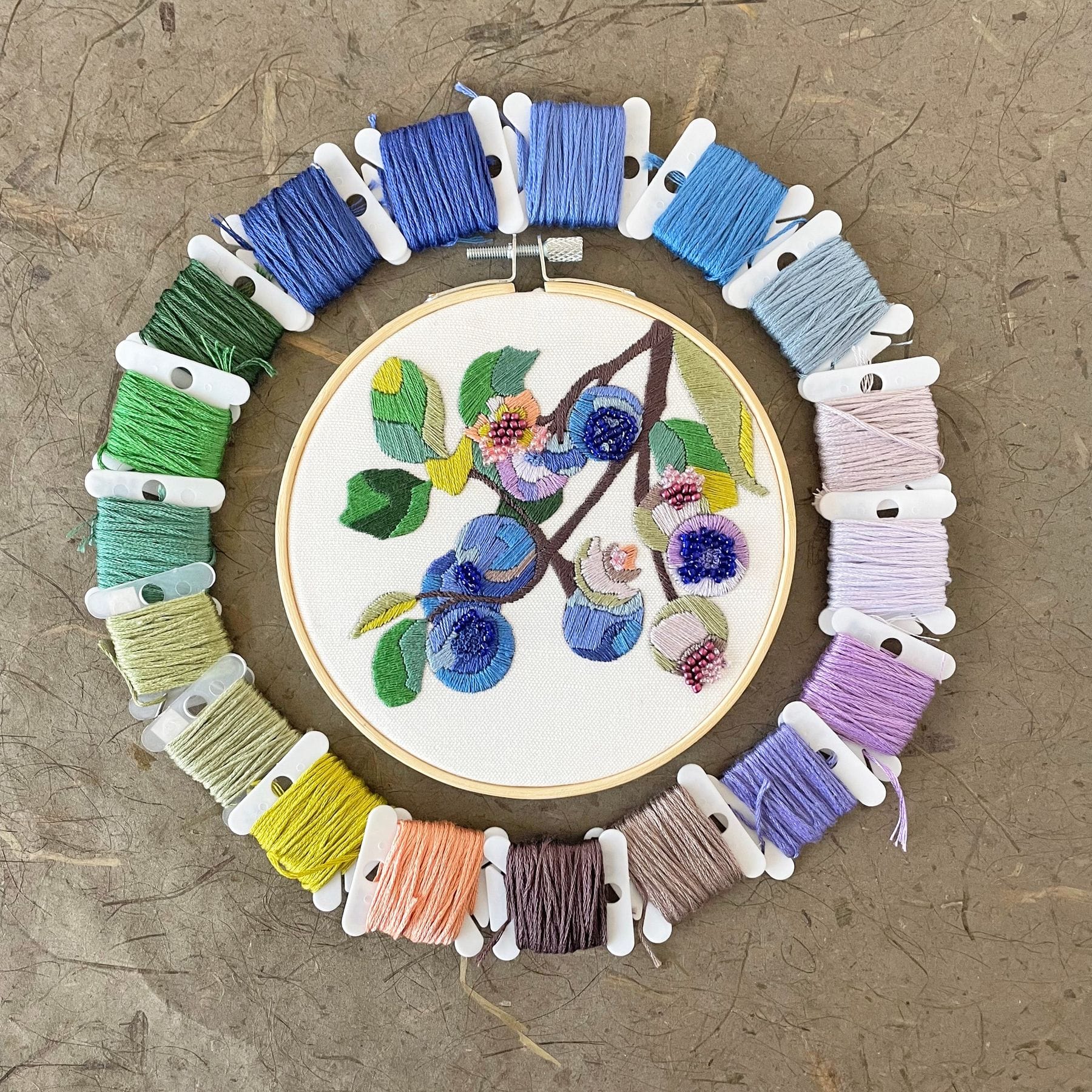 Blueberry Blossoms DIY Embroidery Kit