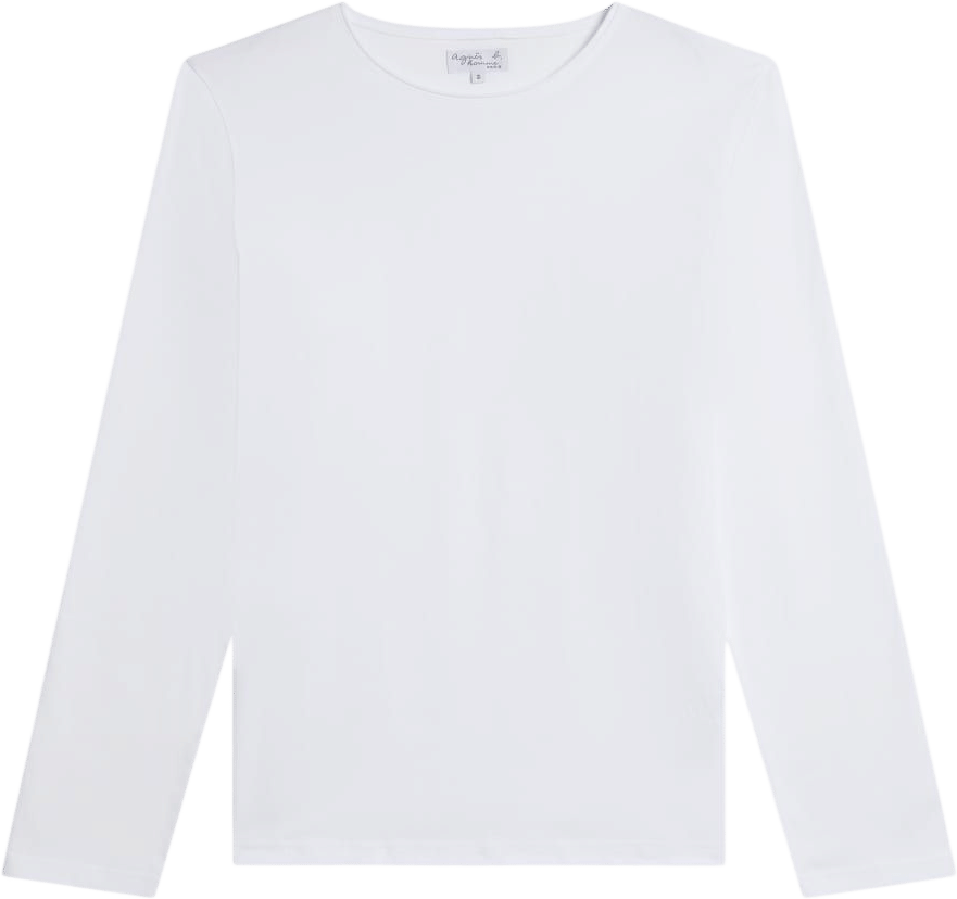 Agnès b. White Cotton Jersey Roulotte T-Shirt
