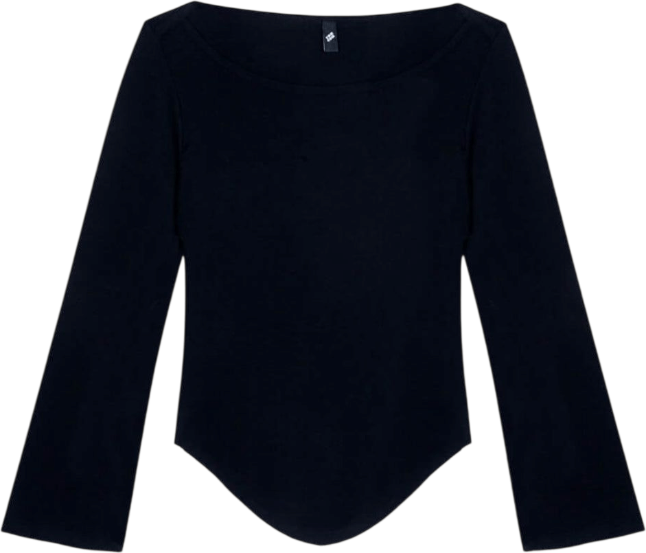 Cou Cou Intimates The Rina Long Sleeve: Black Cotton Jersey