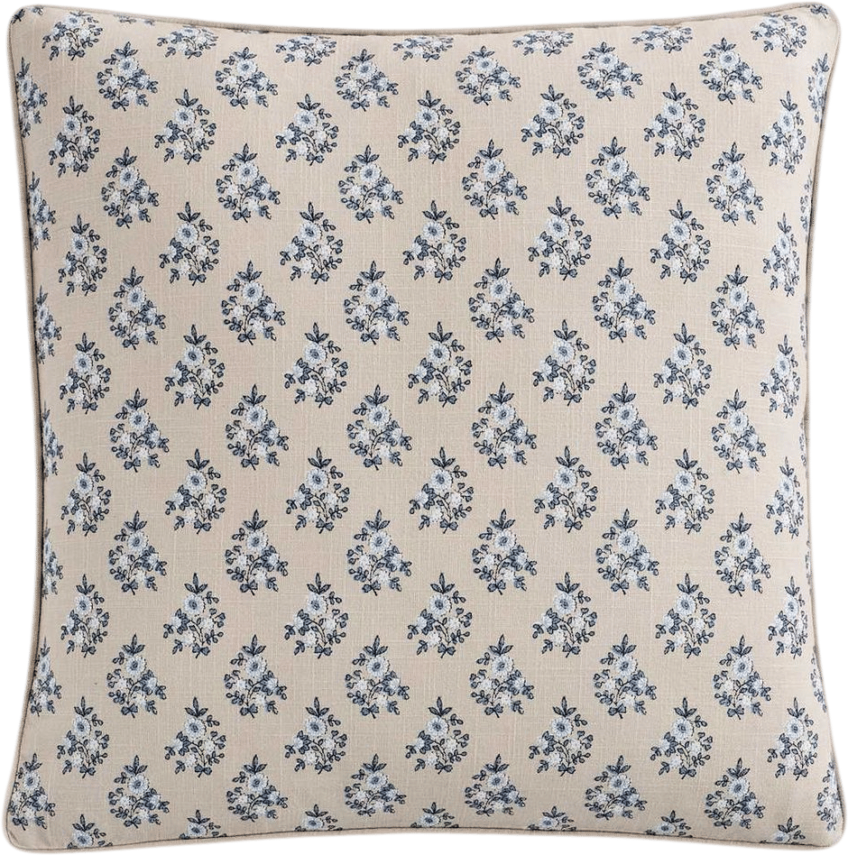 Piped Block Print Cotton Pillow Cover