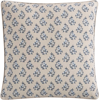 Piped Block Print Cotton Pillow Cover