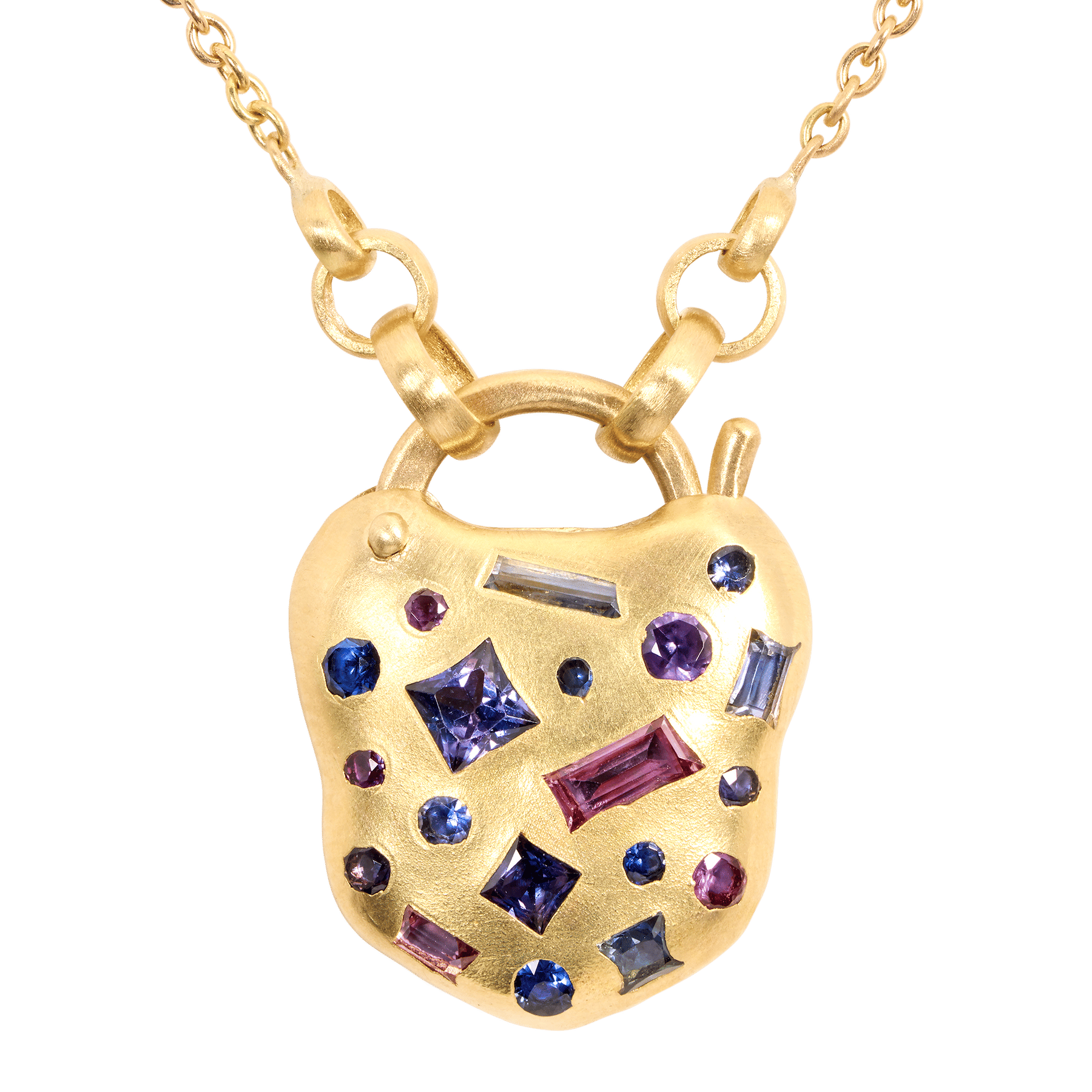 Blue & Purple Confetti Padlock Necklace