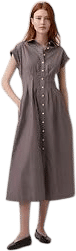 Poplin Cinched Midi Shirtdress