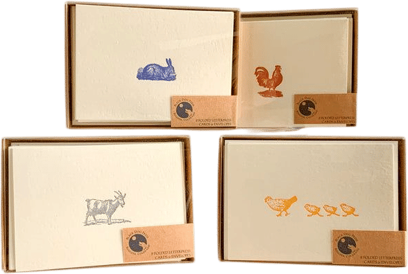 LETTERPRESS PRINTED BARNYARD ANIMAL COLLECTION STATIONERY SET