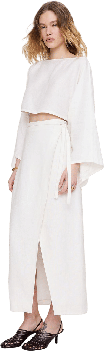 Linen Wrap Maxi Skirt