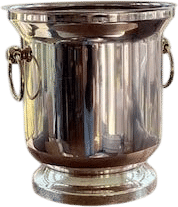 Vintage Mixed Metal Champagne Cooler with Brass Handles