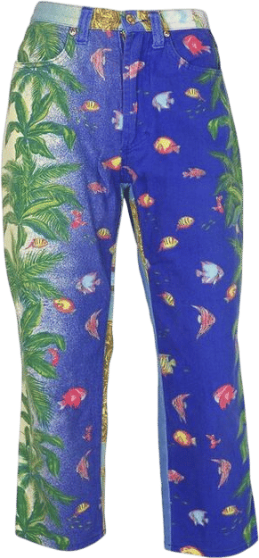 Versace Jeans Couture Ocean Print Jeans Pants Fish 90s Vintage - Etsy