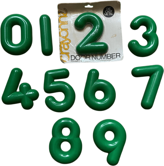 Green Metal Vintage Door Numbers