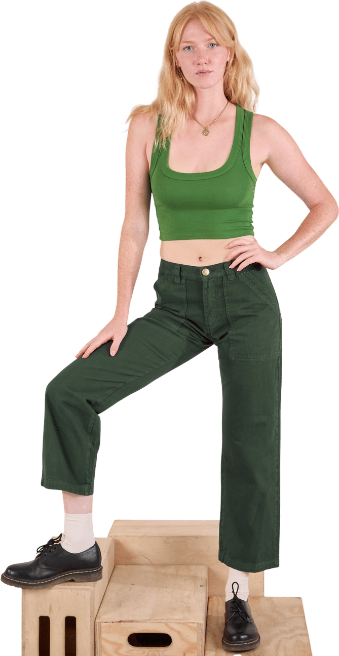Mid-Rise Work Pants - Swamp Green