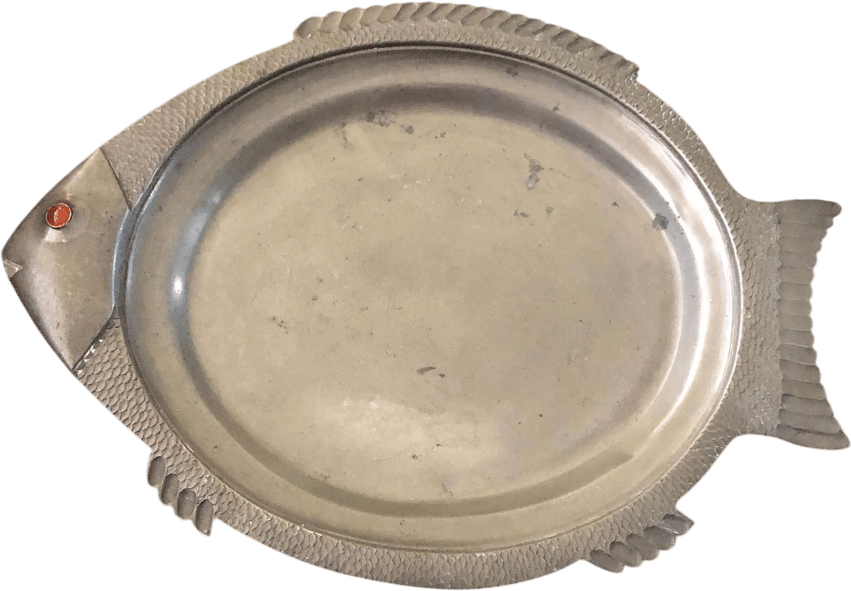 Vittoria Colona Glass Eyed Pewter Fish Platter (1960s)