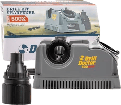 Drill Doctor DD500X Twist Drill Bit Sharpener - 3/32" to 1/2" - Electric Sharpener - High Speed & Portable - For Steel, Masonry, Carbide & Tin-Coated Drill Bits - Adjustable 118° or 135° Angle