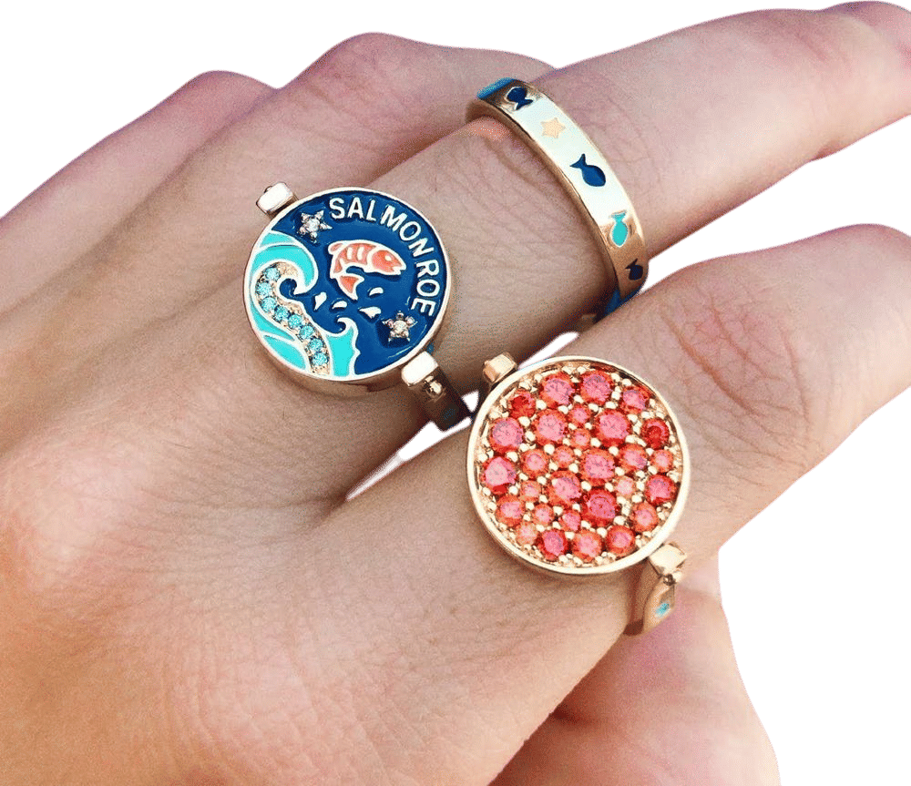 Anello scatoletta con UOVA DI SALMONE - SALMON ROE