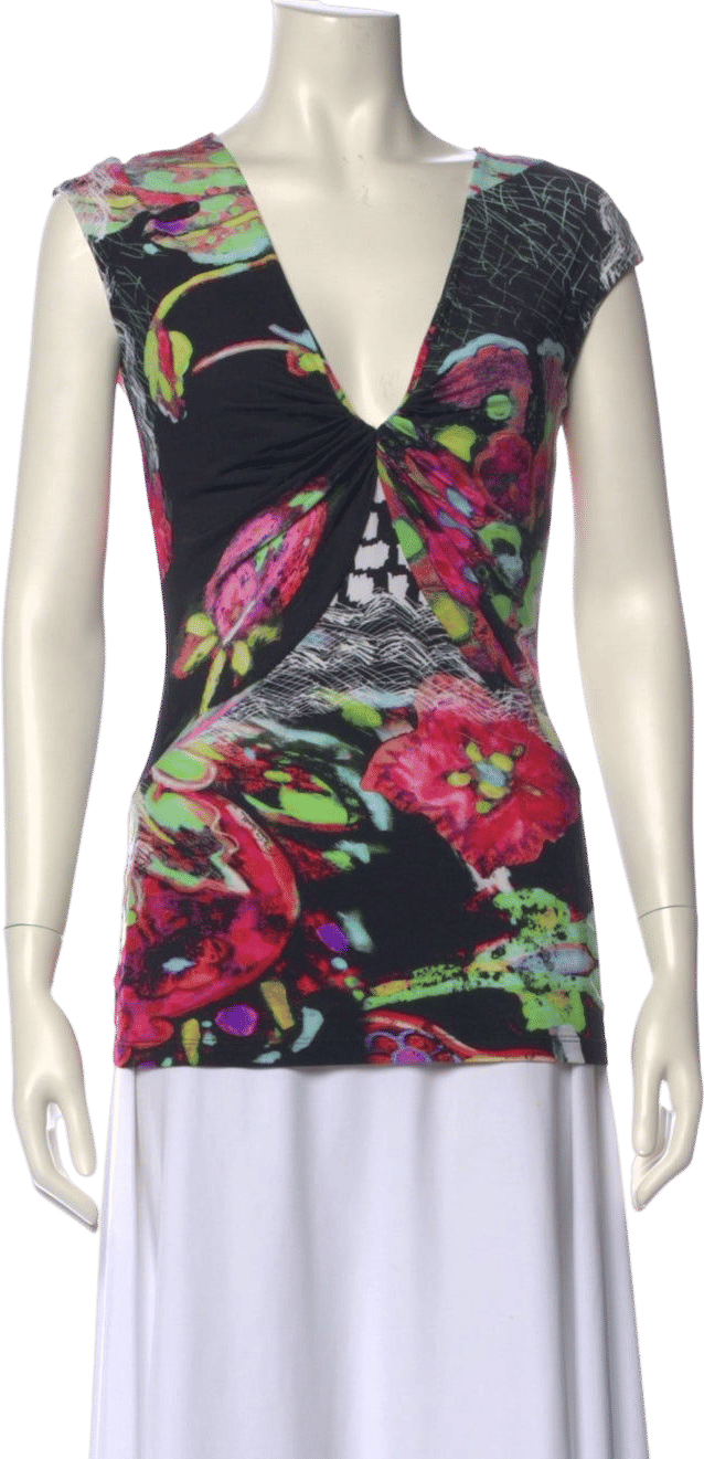 Roberto Cavalli Printed V-Neck Top