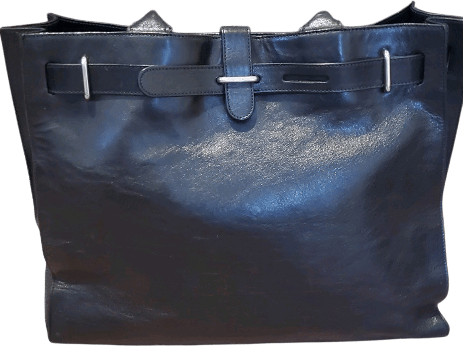 Furla Black Leather Tote Bag Good Vintage Condition Hand-crafted In Italy Used