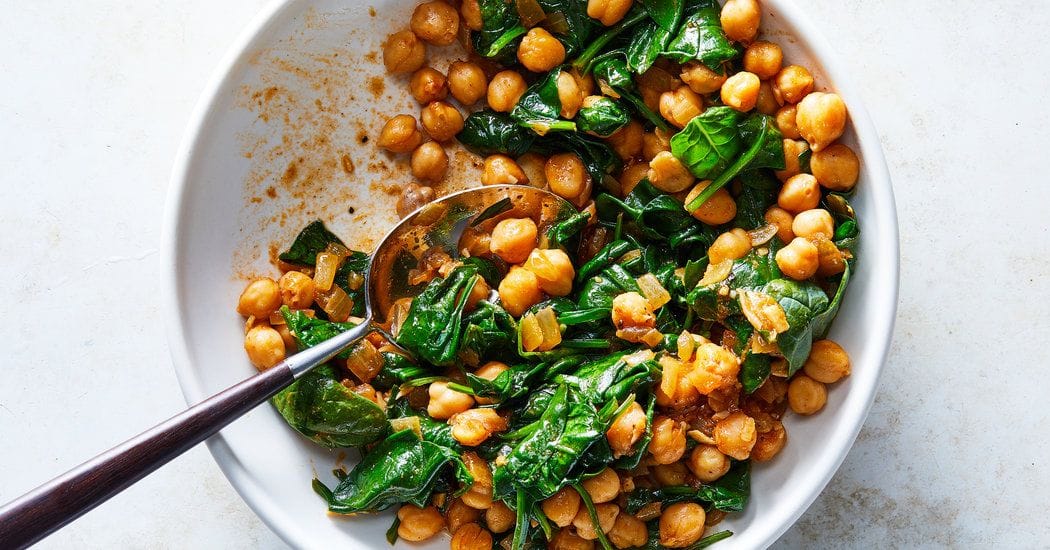 Chickpeas With Baby Spinach
