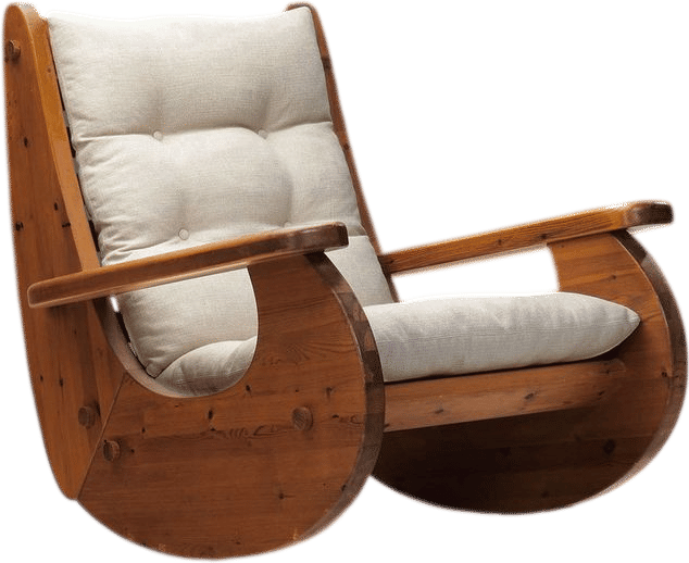 Large Pine Wood Rocking Chair, Germany 1970s