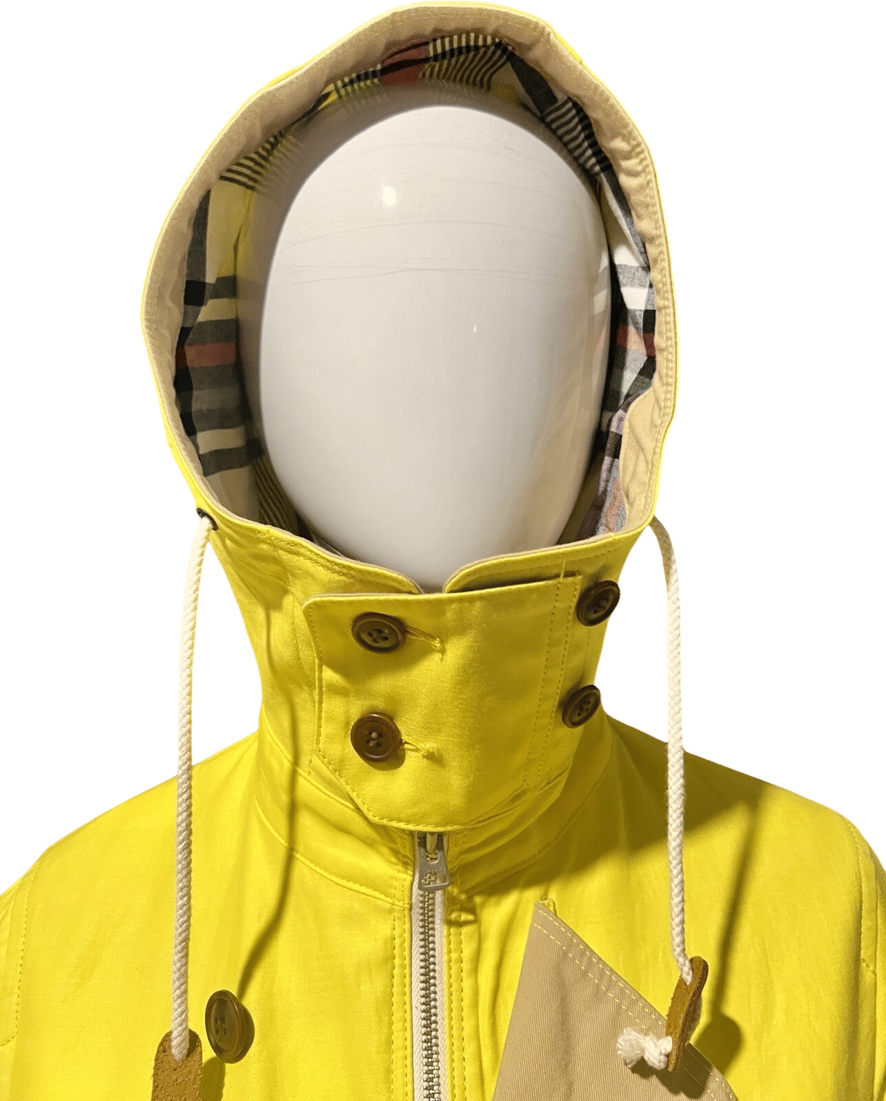 Comme Des Garçons Homme Yellow Cotton Hooded Jacket Plaid lined, pockets, Unisex