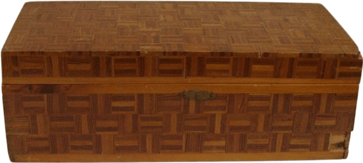 Vintage Wood Parquet Prison Folk Art Box