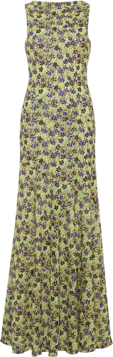 Floral Print Open-Back Maxi Dress