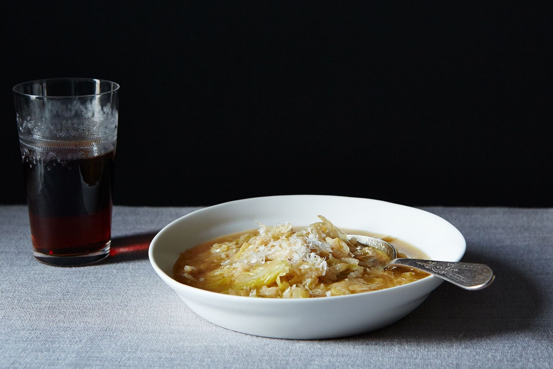 Marcella Hazan's Rice & Smothered Cabbage Soup