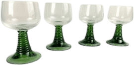 Vintage Roemer Wine Glasses with Green Beehive Stems