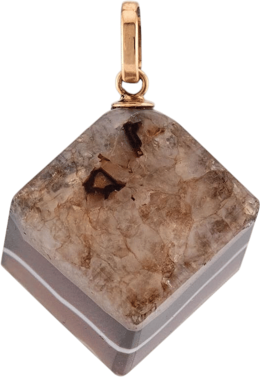 Victorian 14k Agate Cube Pendant/Charm
