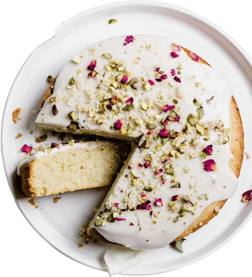 Rose Cardamom Pistachio Cake (Persian Love Cake)