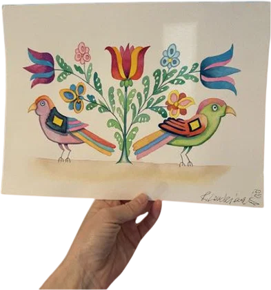 Birds and Floral Watercolor Painting