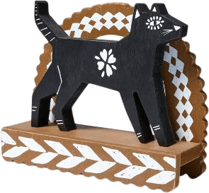 Día de Muertos Wood Cat Figurine