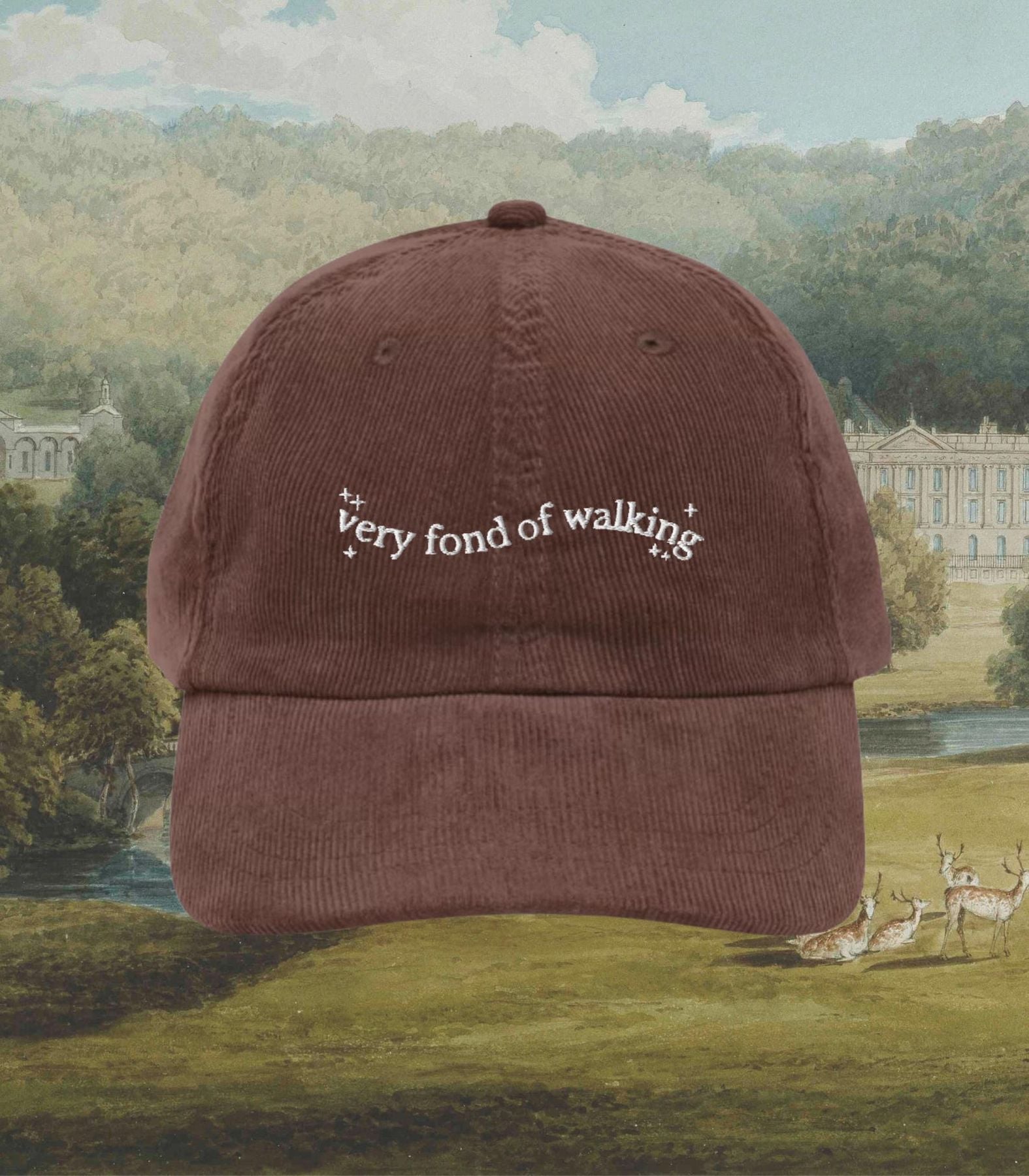 Pride & Prejudice "Very Fond of Walking" Corduroy Dad Hat