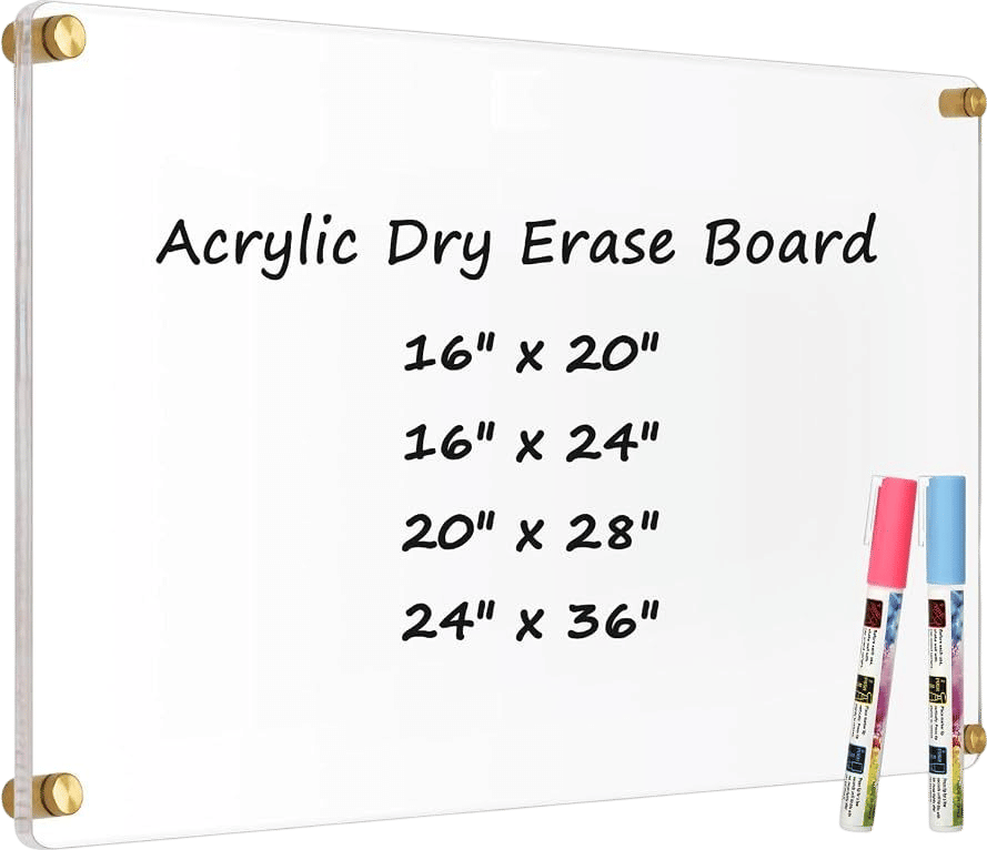 AMUSIGHT Clear Acrylic Dry Erase Board, 36" X 24" (Golden)