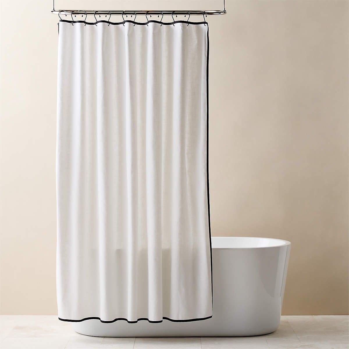 Capri Organic Cotton Shower Curtain (White/Black)