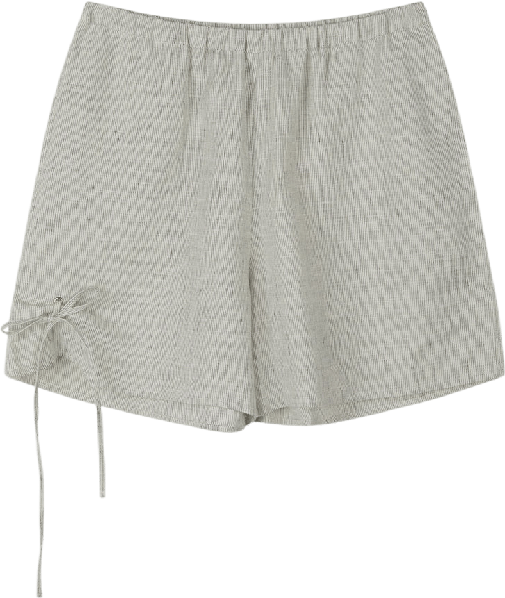 Eyelet Short - Fine Stripe