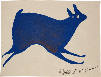 Blue Rabbit Running Throw Blanket