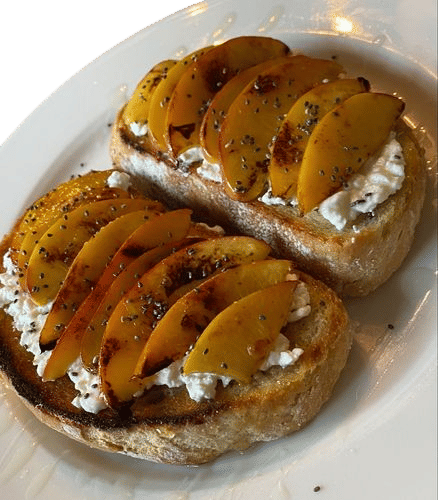 Roasted Peaches and Garlic butter on toast