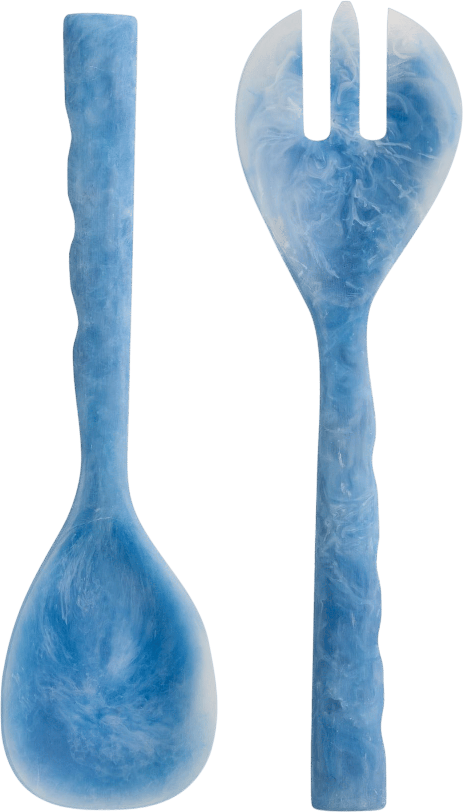 Blue and White Resin Scallop Salad Servers 2 Piece Set - World Market