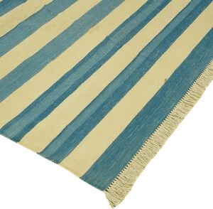 Striped Pattern Cotton Kilim Area Rug, Hand Woven Indian Dhurrie, Reversible Natural Dyed Rugs, Contemporary Runner Rugs for Hallway Stairs
