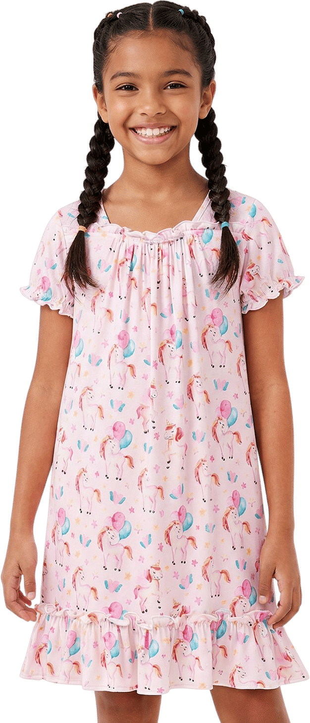 Girls Bamboo Nightgown | 3T-12Y Short Sleeve Sleepshirt