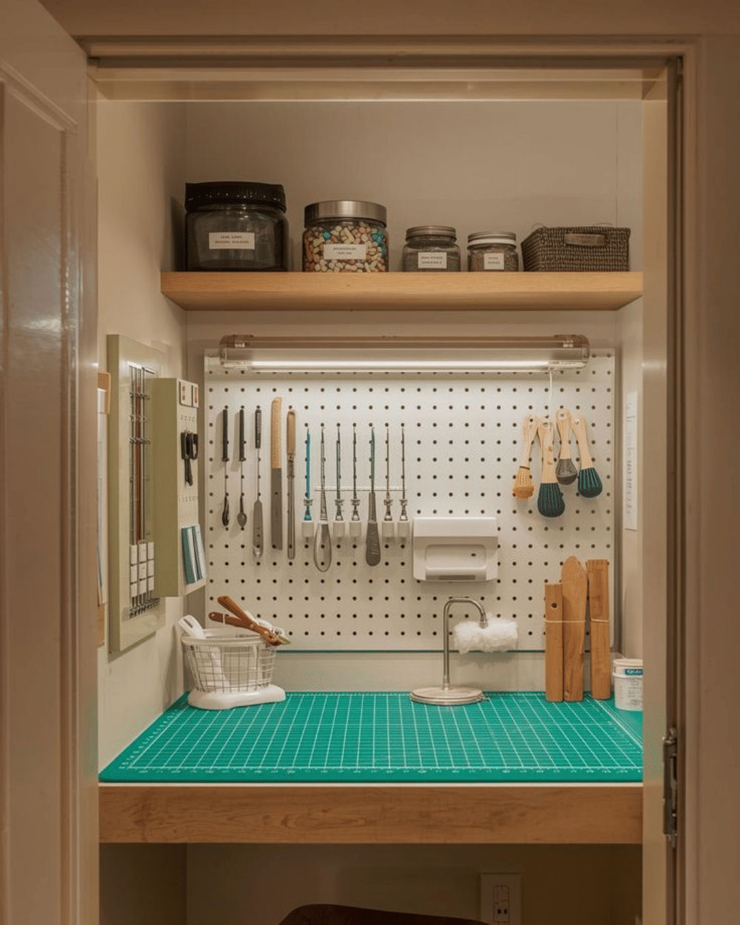 Turn a closet into a craft nook.